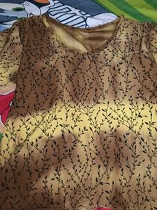 Brown Floral Print Kurta