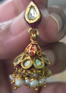 Exquisite Gold plated Kundan Jhumkas