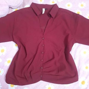 Maroon Button-Down Shirt