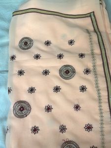 Embroidered Peach Saree