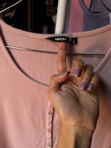 Ribbed Button-Front Tee
