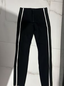 Black Pants with White & Green Stripes