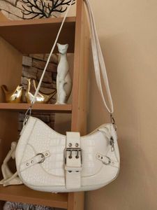 Chic White Embossed Shoulder Bag