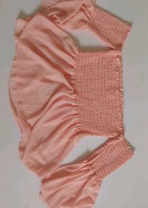 Peach Peplum Off-Shoulder Top