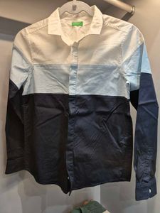 Color Block Long Sleeve Button-Up Shirt