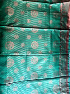 Green Brocade Silk Saree with blouse piece