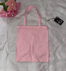 pink cotton tote bag