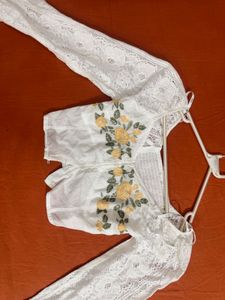 Floral Embroidered Lace Blouse