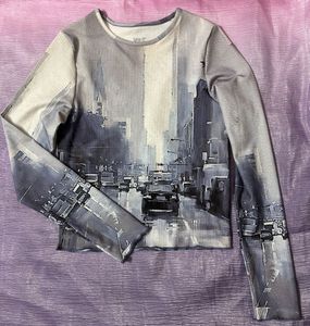 Cityscape Graphic Long Sleeve Top