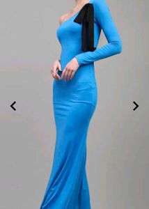 Blue Maxi Dress with Bow Detail