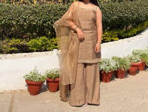 Elegant Brown Kurta Set with Dupatta