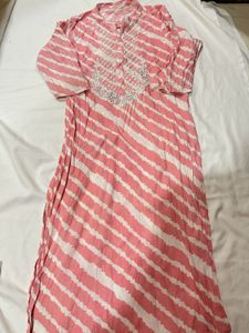 Elegant Pink Striped Kurta