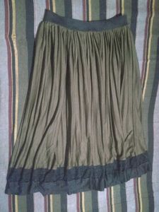 Olive Green Pleated Ethnic Skirt