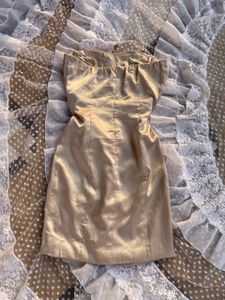 Elegant Gold Strapless Cocktail Dress