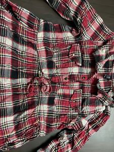 Red Plaid Button-Up Dress
