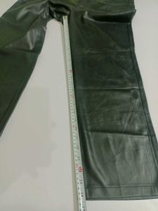 Mango L Stylish Black Faux Leather Pants