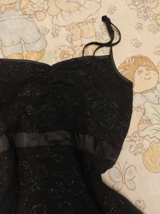 Sparkly Black Assymetrical Y2k Top