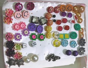 Studs  Earrings Set For Daily Use (Multicolored)