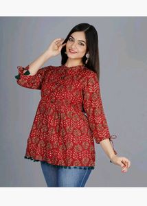 short kurti with lace in hand