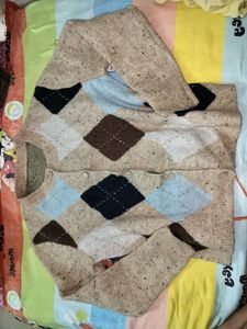 Argyle Knit Cardigan Sweater