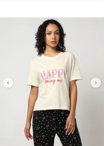 YOUSTA Typographic Print Oversized T-shirt