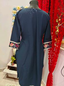 Navy Blue Floral Kurta
