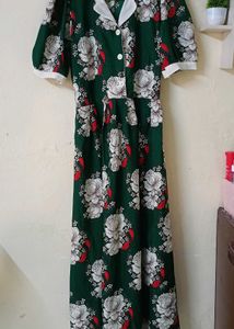 Green Floral Midi Dress