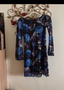 New One Beautiful Zudio Black And BlueFloral Dre