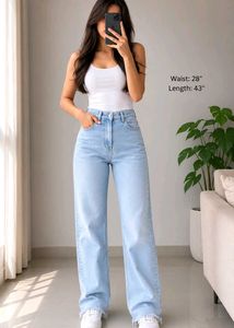 High Waisted Wide Leg Light Wash Jeans