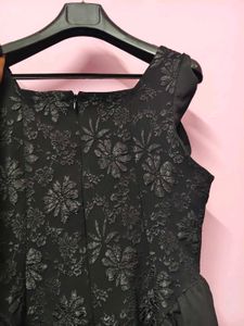 Square Neck Vintage-Style Jacquard A-Line Dress