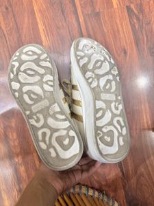 Stylish White &amp; Gold Sneakers