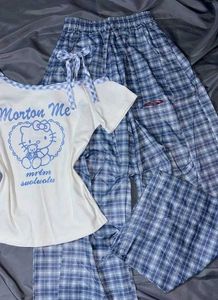 y2k Cute pajama checkered