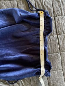 Navy Velvet Drawstring Bag
