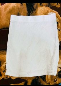 White Textured Mini Skirt