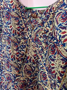 Blue Kalamkari Printed Kurti