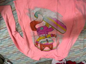 Kids Pink Fox Snowboarder Long Sleeve Shirt
