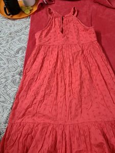 Coral Embroidered Maxi Dress