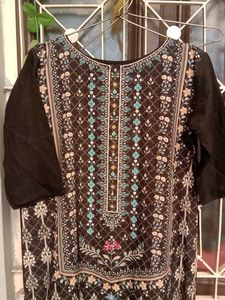 Printed Black Kurta