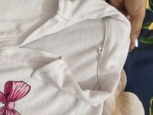 Cute White Polo Shirt with Pink Bow