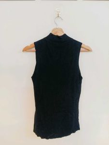 Sleeveless Black Mock Neck Top