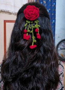 Crochet Rose Hair Clip 🌹