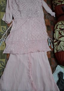 mirror work Sharara set pink