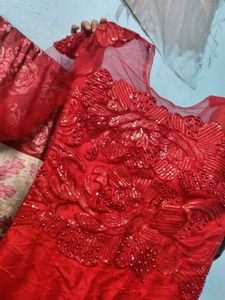 Red Sequined Evening Gown