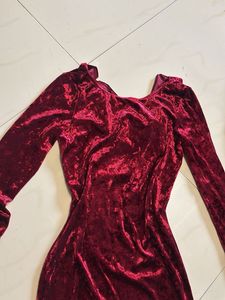 SHEIN BAE Draped back velvet bodycon dress
