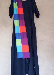 Beautiful Navy Women Kurta And Dupatta Set