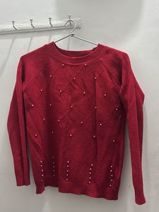Red Beaded Sweater
