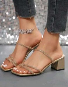 Sparkly Block Heels Sandals