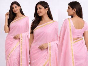 Elegant Pink &amp; Gold Saree