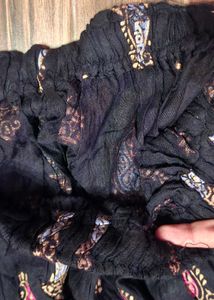 Black Paisley Print Ethnic Skirt