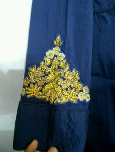 Elegant Navy &amp; Gold Embellished Dress